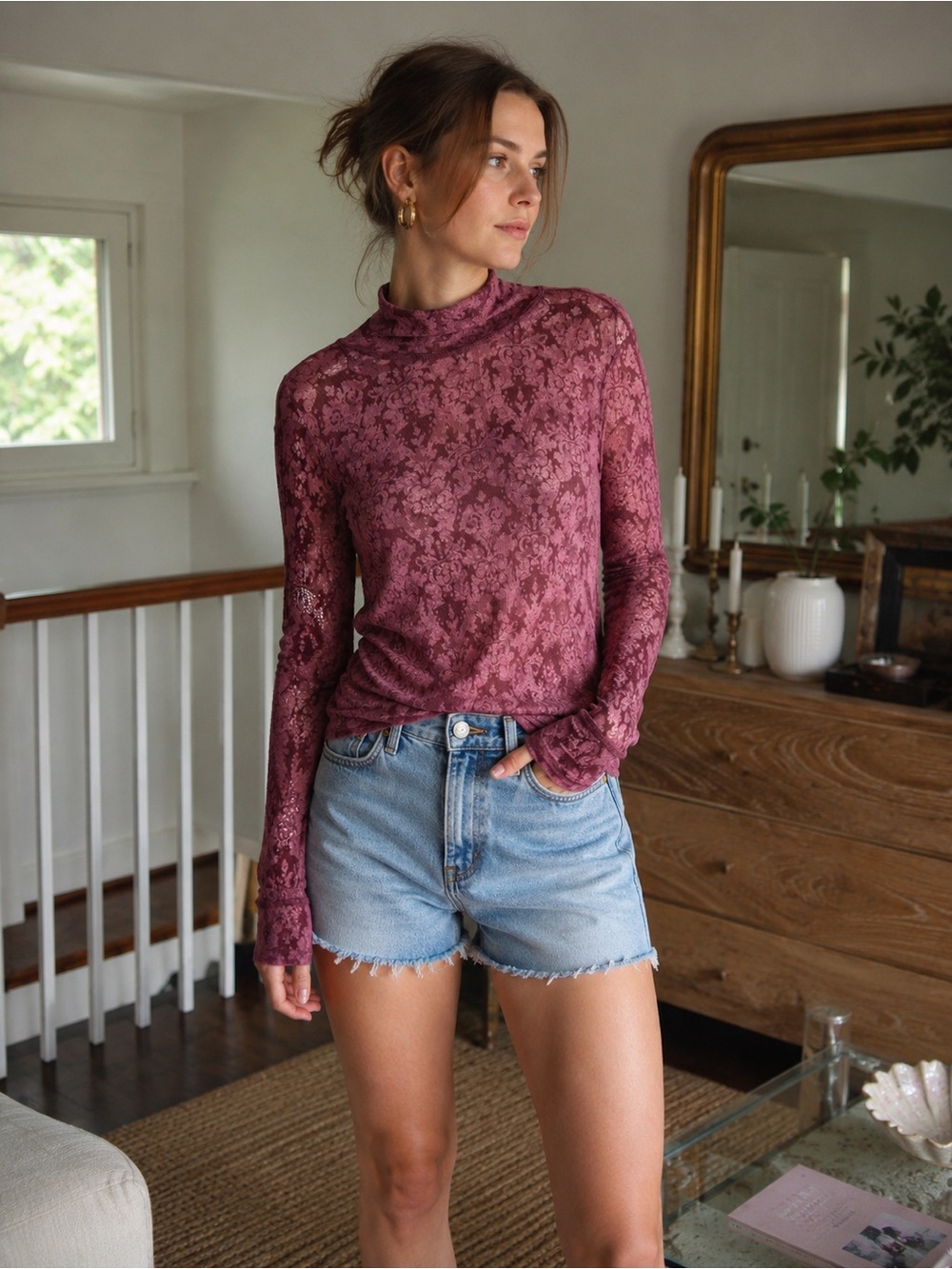 Intimately Free People You and I Plum Burnout Turtleneck XL - Picture 4 of 4